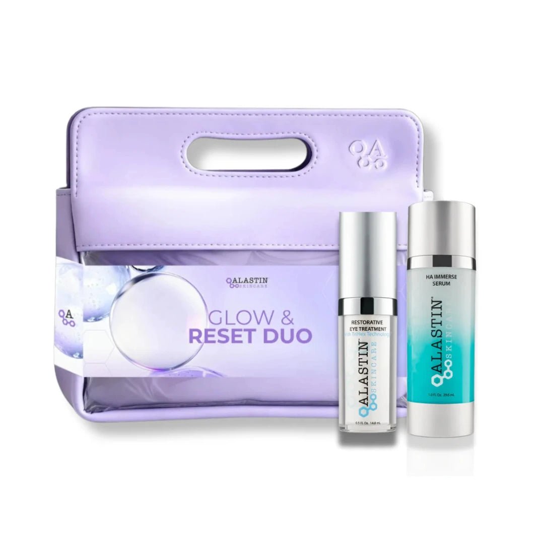 Kit antiedad con contorno de ojos TriHex™ y sérum con ácido hialurónico para firmeza, hidratación profunda y reducción de arrugas.