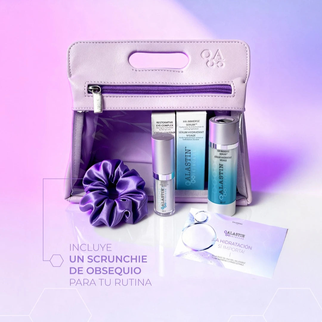 Kit antiedad con contorno de ojos TriHex™ y sérum con ácido hialurónico para firmeza, hidratación profunda y reducción de arrugas.