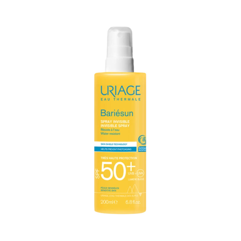 Envase spray de Bariésun SPF50+ para pieles sensibles, con tecnología Skin Shield