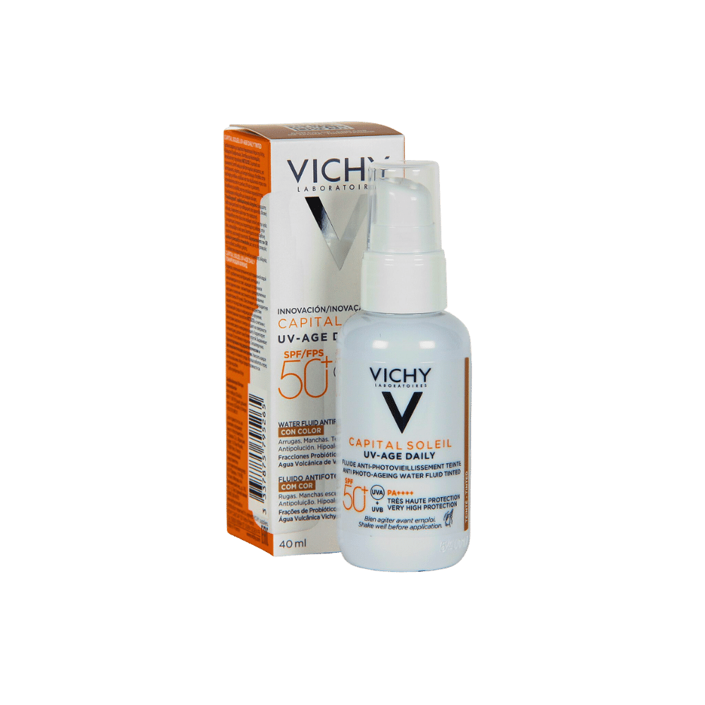 Vichy Capital Soleil Uv Age Daily Spf 50+ Color productos dermocometicos para rutina de skincare cosmeticos belleza salud de la piel acne arrugas manchas belihebe by doctora luisa obregon barranquilla colombia