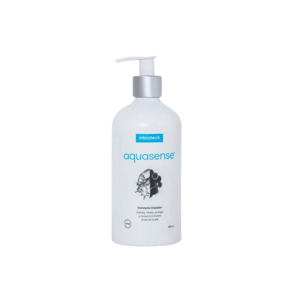 Inbiotech Aquasense Hidratante Limpiador / 400 ml productos dermocometicos para rutina de skincare cosmeticos belleza salud de la piel acne arrugas manchas belihebe by doctora luisa obregon barranquilla colombia