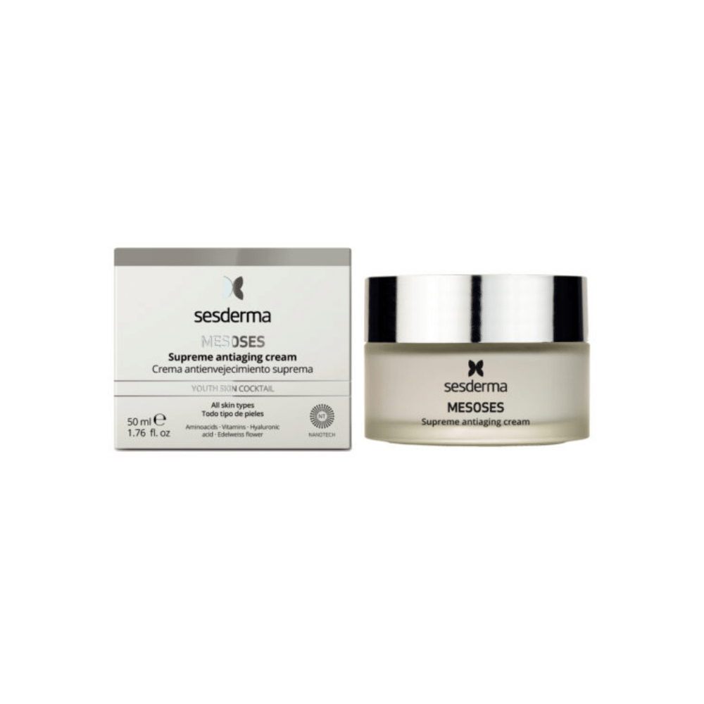 Mesoses Crema Antienvejecimiento Suprema productos dermocometicos para rutina de skincare cosmeticos belleza salud de la piel acne arrugas manchas belihebe by doctora luisa obregon barranquilla colombia