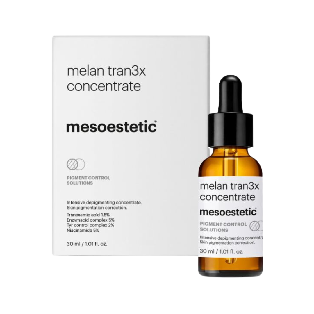 Mesoestetic Melan Tran3 Serum Concentrado 30 ml productos dermocometicos para rutina de skincare cosmeticos belleza salud de la piel acne arrugas manchas belihebe by doctora luisa obregon barranquilla colombia