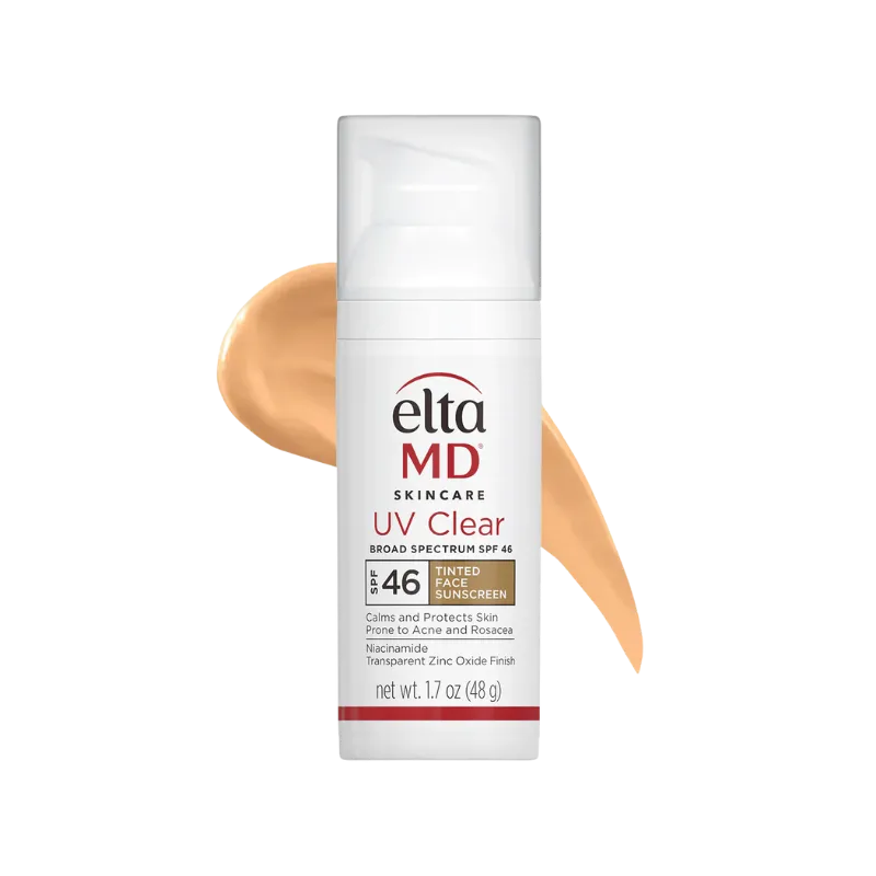 Protector solar facial EltaMD UV Clear Tinted SPF 46 para piel sensible con niacinamida.