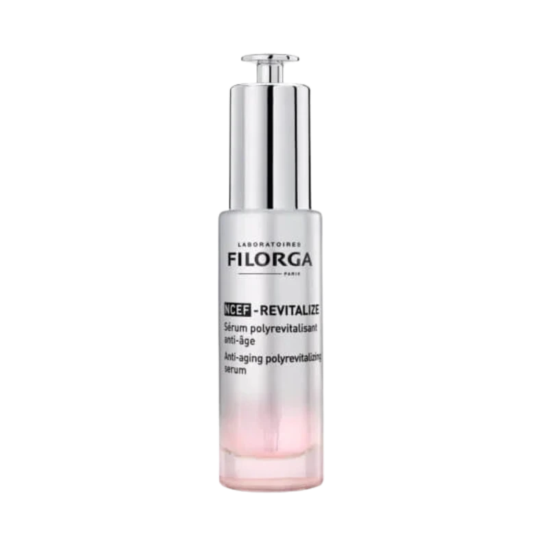 Envase del sérum NCEF-Revitalize de Filorga con dosador, tratamiento antiedad profesional