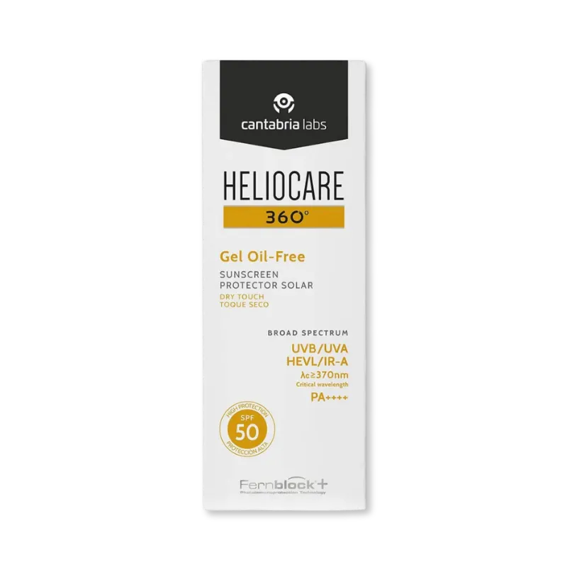 Heliocare 360 Gel Oil-Free SPF50 protector solar para piel grasa con acabado mate.