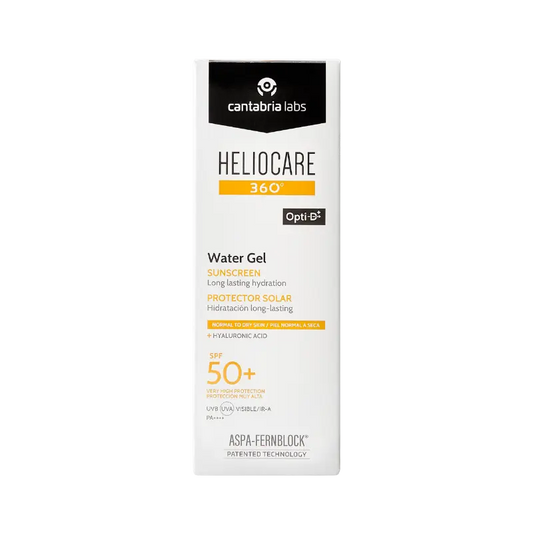Protector solar facial Heliocare 360º Water Gel SPF 50+. Fotoprotección avanzada ultraligera e hidratante para pieles normales, secas y sensibles.Heliocare 360º Water Gel SPF 50+ – Fotoprotector ultraligero hidratante