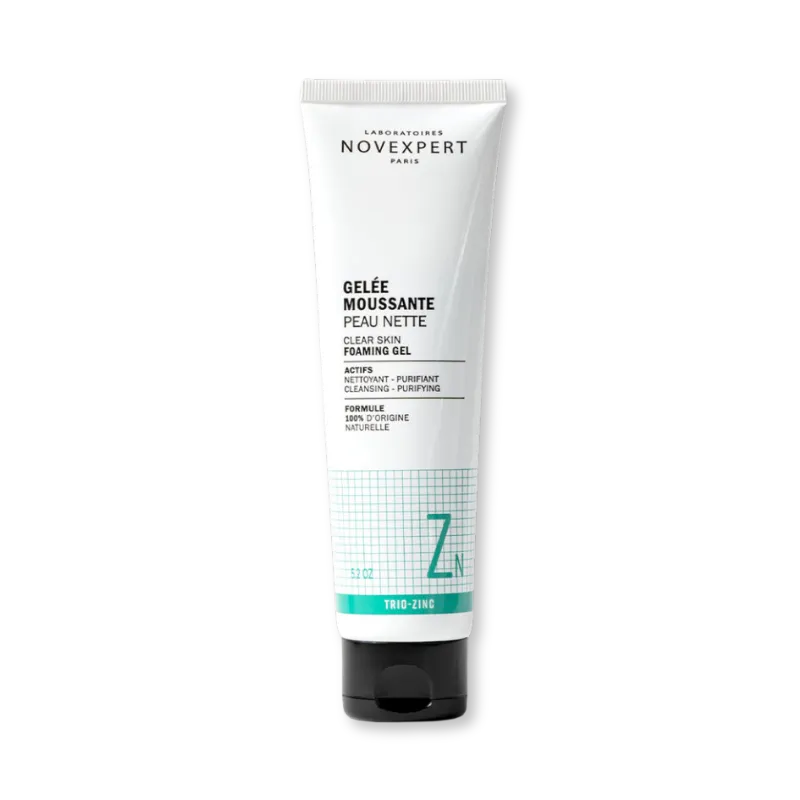 Gel limpiador purificante Novexpert Trio-Zinc para piel grasa o con acné, limpia poros y reduce imperfecciones.