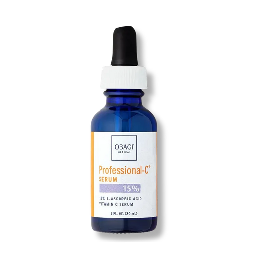 Mujer aplicando Obagi Professional-C Serum 15% con vitamina C pura para una piel más luminosa, uniforme y saludableObagi Professional-C Serum 15% | Vitamina C pura para piel radiante