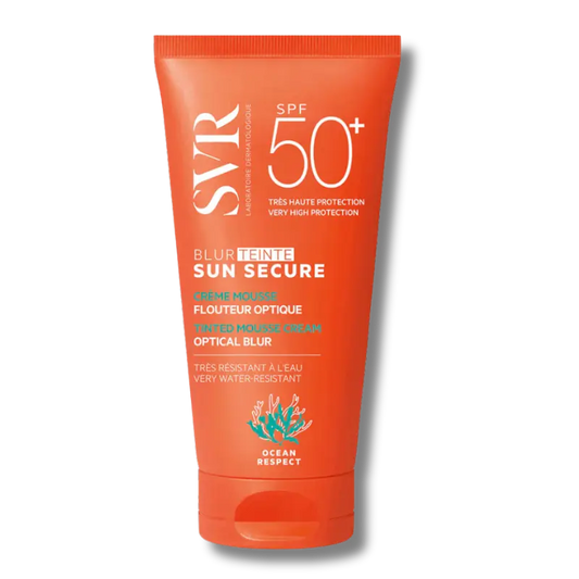 Crema solar facial SVR Blur SPF50+ con color que protege, matifica, reduce arrugas y manchas para un tono uniforme y rejuvenecidoProtector Solar Facial con Color SPF50+ SVR Blur
