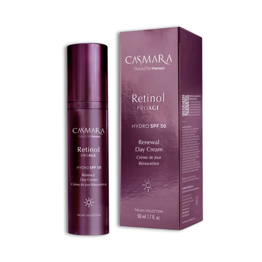 Crema antiedad de día Retinol PROAGE Renewal SPF 50 con retinol-V, vitamina C y ácido hialurónico para piel firme, luminosa y protegida.Casmara Retinol PROAGE Renewal Day Cream SPF 50