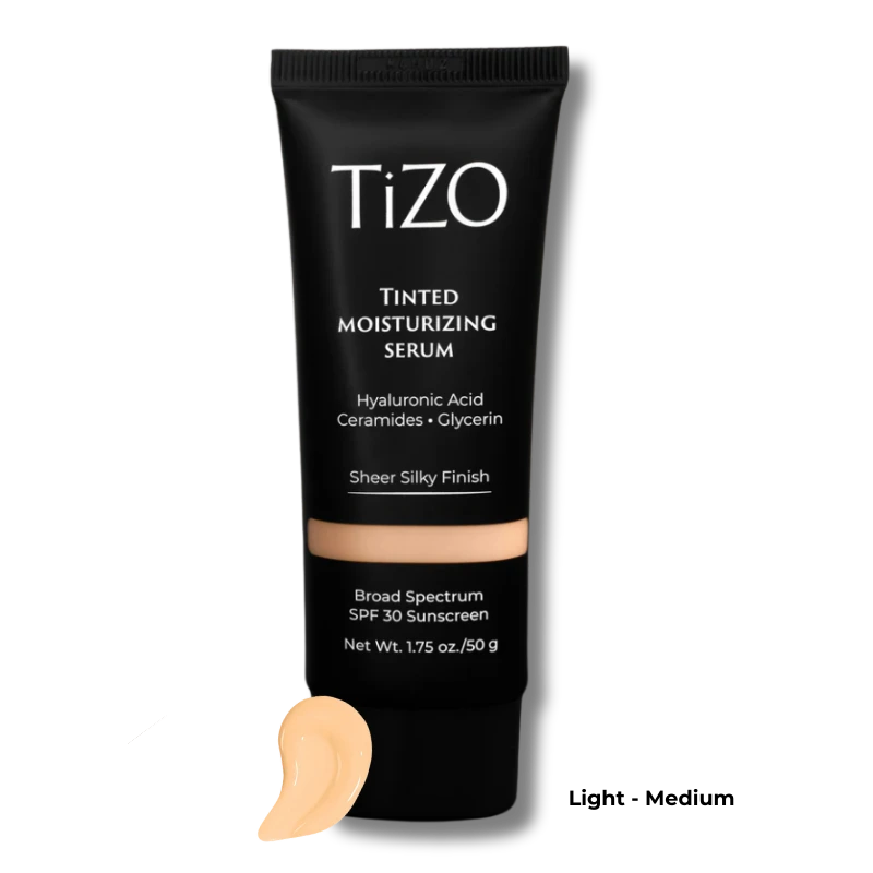 Serum hidratante con color TiZO SPF 30 mineral que hidrata profundamente, protege del sol y luz azul, reduce arrugas y manchas para una piel rejuvenecida y luminosa en mujeres maduras