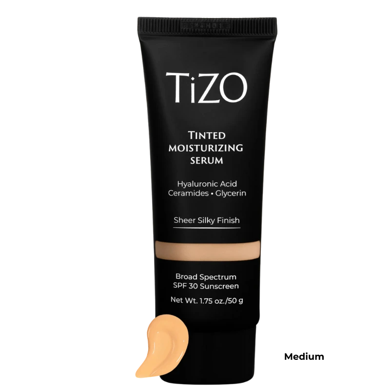 Serum hidratante con color TiZO SPF 30 mineral que hidrata profundamente, protege del sol y luz azul, reduce arrugas y manchas para una piel rejuvenecida y luminosa en mujeres maduras