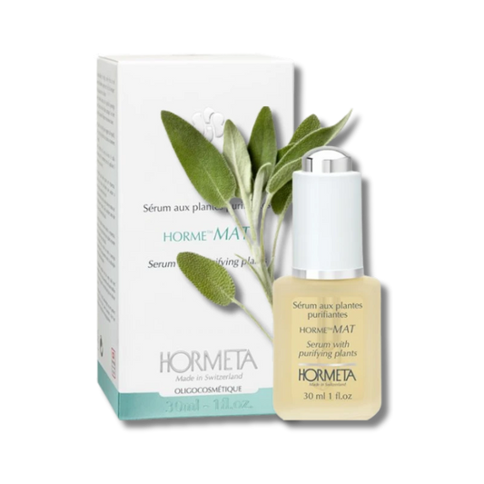Envase del sérum purificante HormeMAT para pieles grasas, con textura fluida y ligera.Sérum Purificante HormeMAT