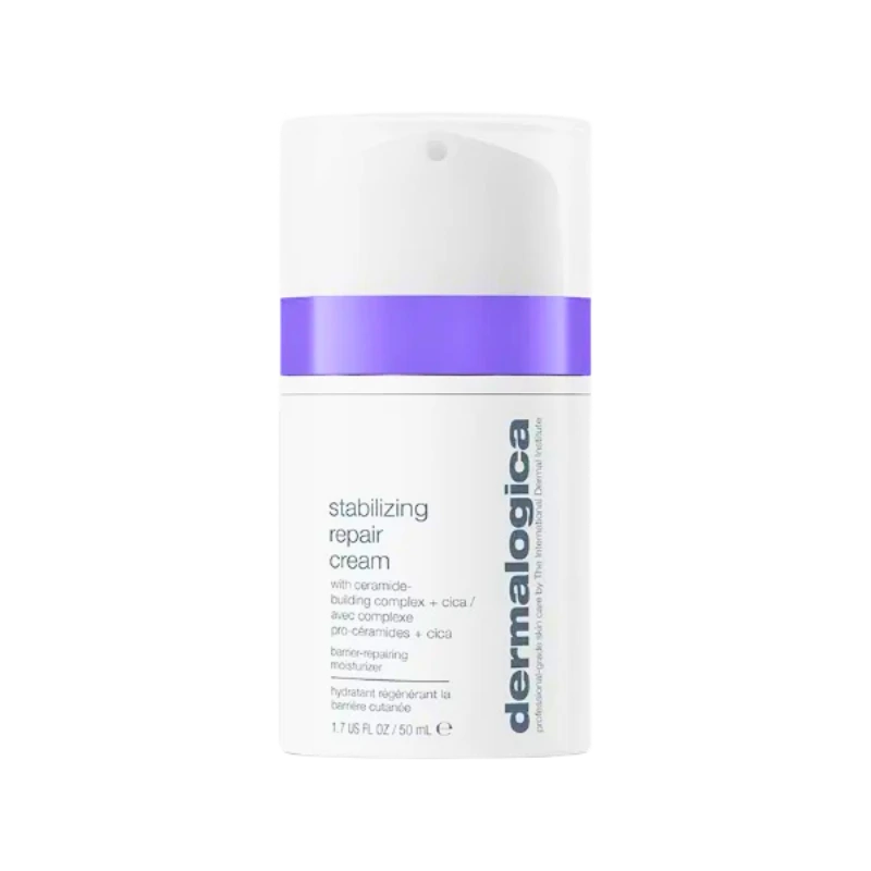 Envase de la crema reparadora Stabilizing para pieles sensibles, con textura cremosa