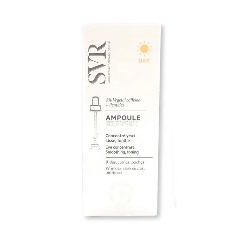SVR Ampoule Refresh sérum de día para contorno de ojos. Reduce ojeras, bolsas y arrugas con cafeína y péptidos.