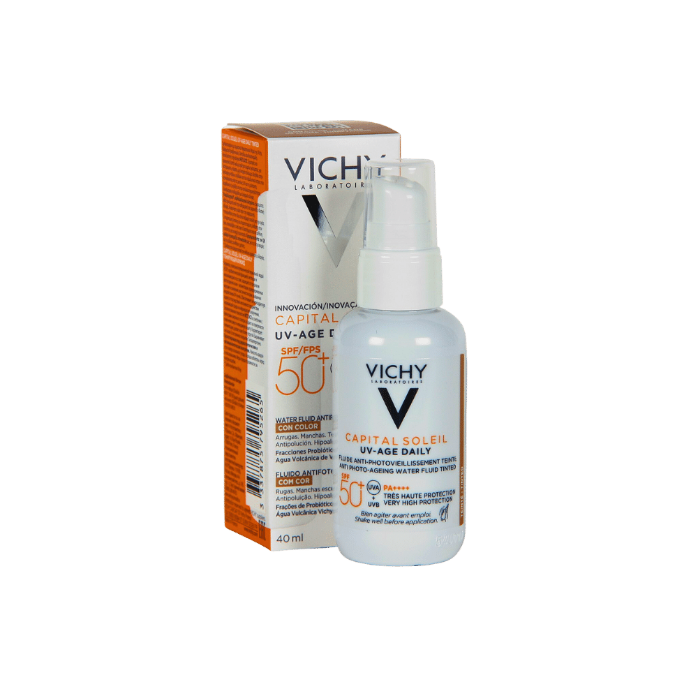 Vichy Capital Soleil Uv Age Daily Spf 50+ Color productos dermocometicos para rutina de skincare cosmeticos belleza salud de la piel acne arrugas manchas belihebe by doctora luisa obregon barranquilla colombia 