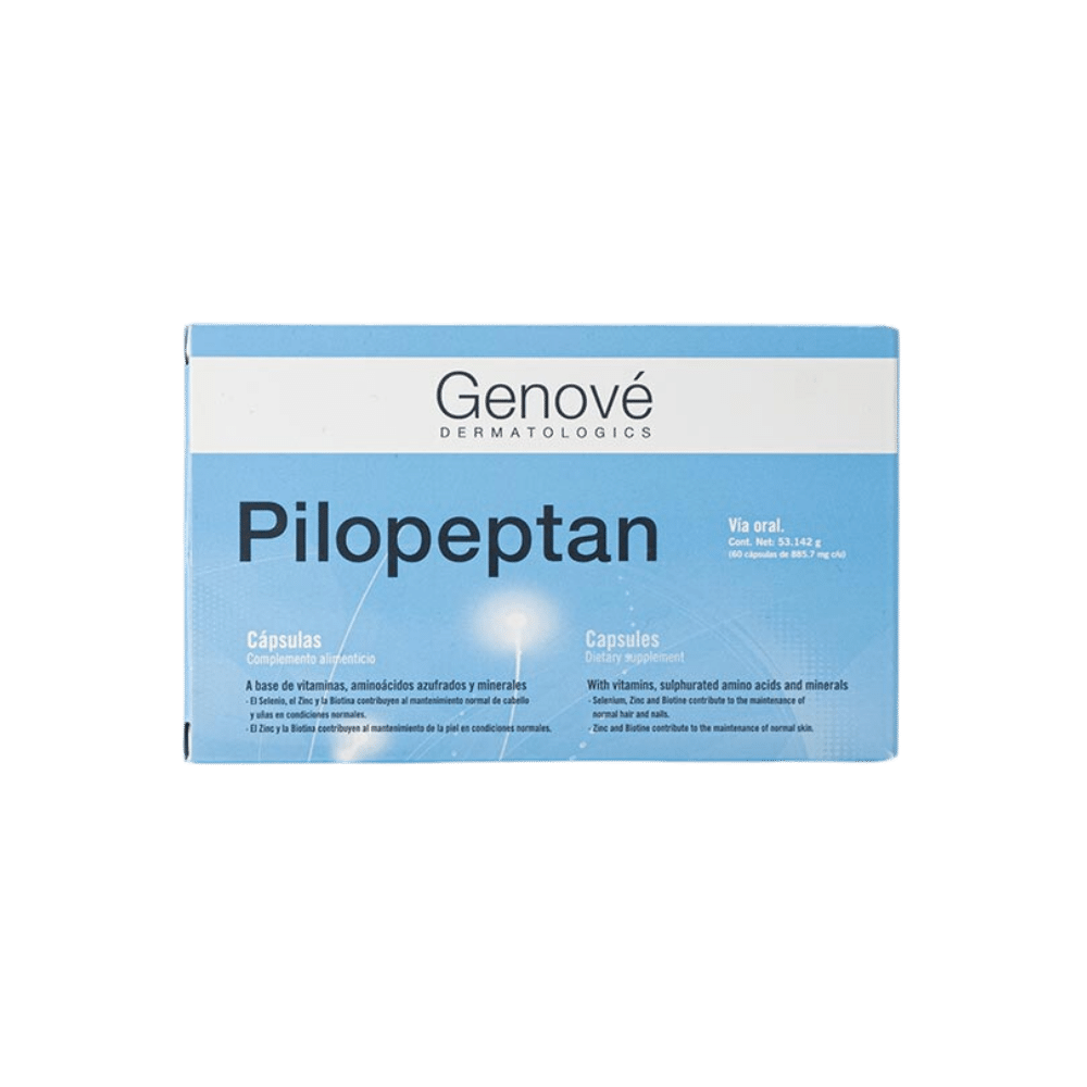 Genové Pilopeptan Capsulas 60 tabletas productos dermocometicos para rutina de skincare cosmeticos belleza salud de la piel acne arrugas manchas belihebe by doctora luisa obregon barranquilla colombia 