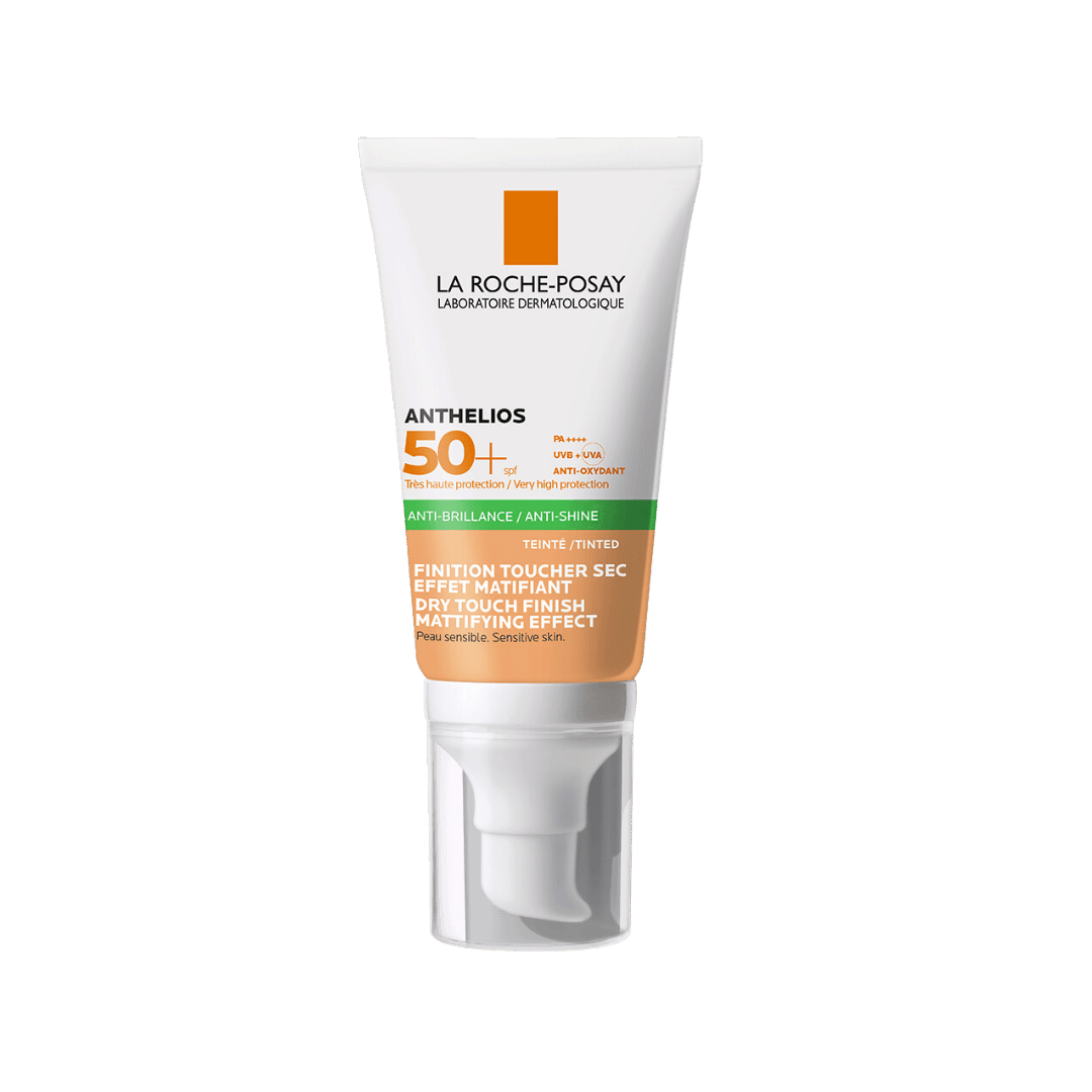 LA ROCHE-POSAY ANTHELIUS TOQUE SECO COLOR GEL CREMA ANTI-BRILLO SPF 50/50MLproductos dermocometicos para rutina de skincare cosmeticos belleza salud de la piel acne arrugas manchas belihebe by doctora luisa obregon barranquilla colombia 