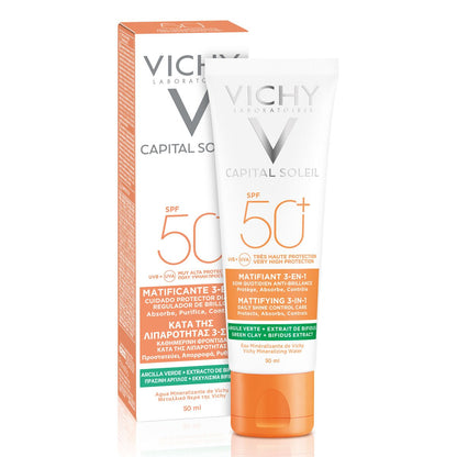 VICHY CAPITAL SOLEIL SPF50 MATTIFYING 3-IN-1Somos una tienda líder en productos dermatológicos y cosméticos. productos para el acné, manchas, antienvejecimeinto, arrugas, melasma, ¡En Belihebe nos gusta ayudarte a tener tu piel ideal!